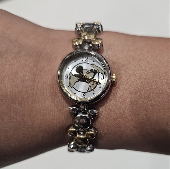Disney Mickey Mouse Two-Tone Gold & Silver Women's Watch New Battery